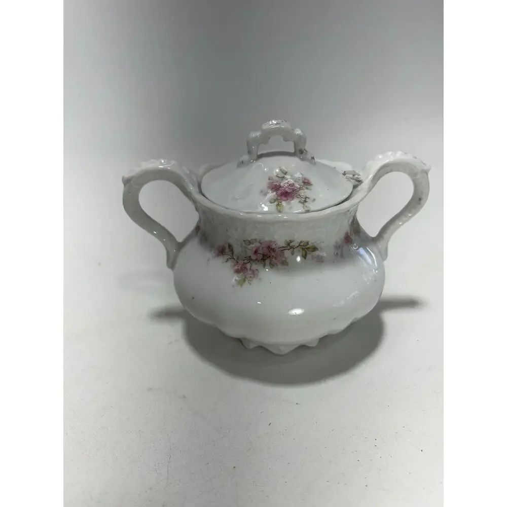 Antique Elite Limoges France Mini Sugar Bowl Floral Porcelain